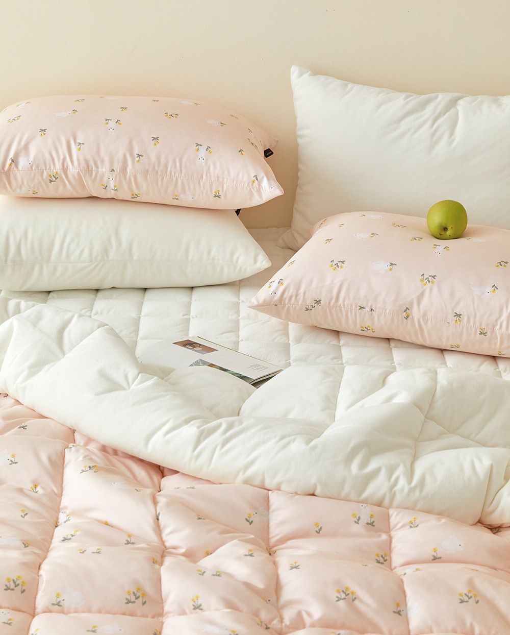 韓國 Maatila - 可水洗超細纖維桃皮感棉被(冬被)-粉紅小兔