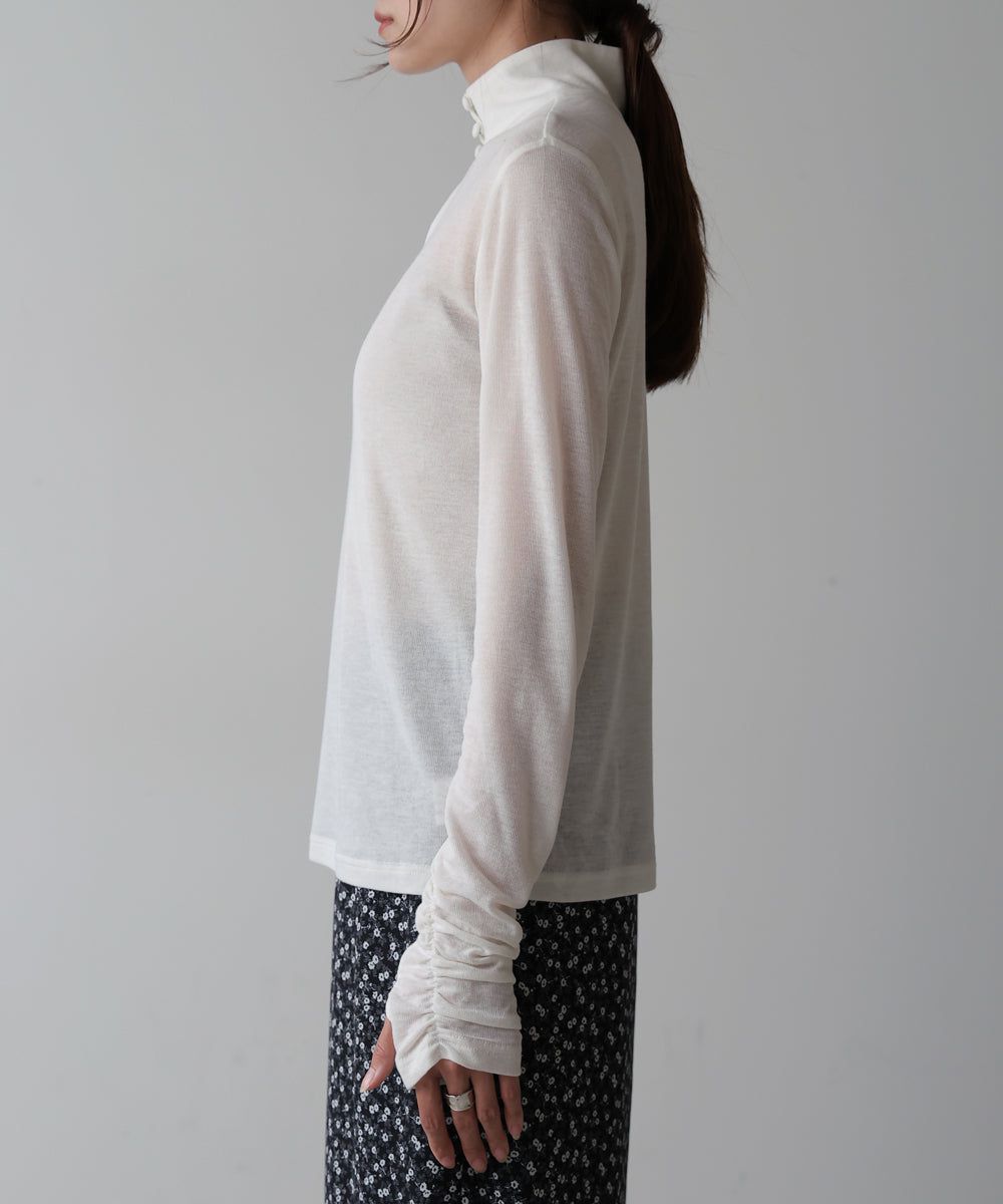 日本 Bab - 2WAY立領排扣薄長袖上衣-淺綠