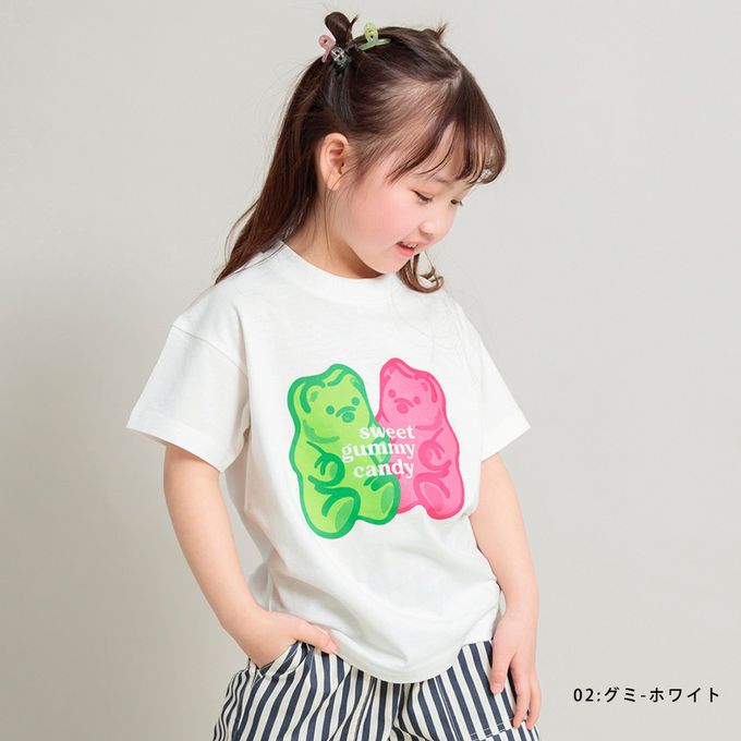 日本 BRANSHES - 純棉美式印花短袖上衣-軟糖熊熊-白