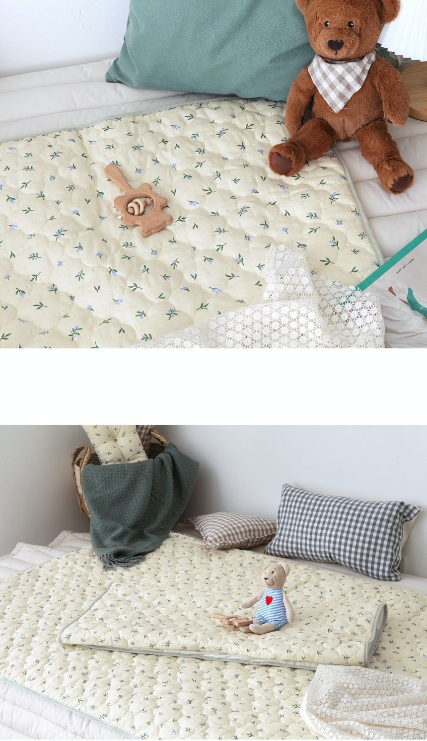 韓國 Prielle - 純棉防水墊-萌萌恐龍 (75*100cm)