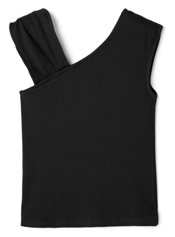 日本 GRL - 不對稱羅紋彈性無袖上衣-水藍