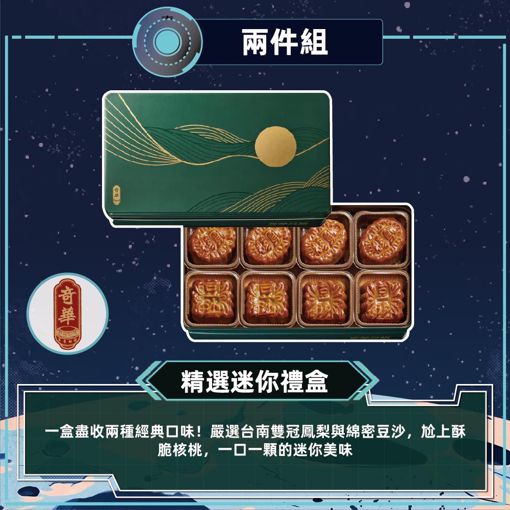 精選迷你禮盒-2盒_中秋禮盒-(2品8入/盒 附提袋)