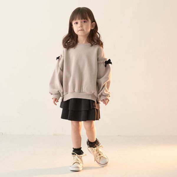 日本 Lycee mine - 蛋糕層次摺邊針織短裙-深卡其