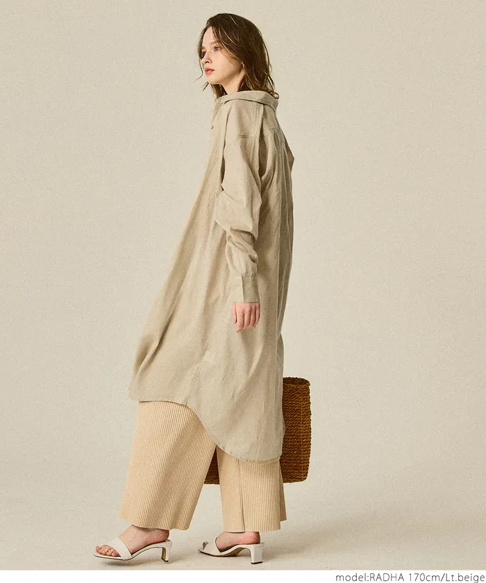 日本 COCA - 純棉透感長版薄外套-軍綠