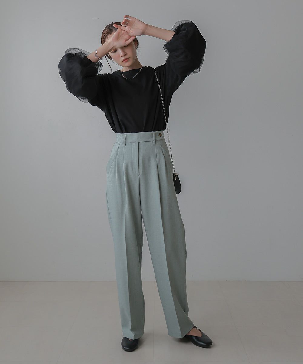 日本 Bab - 優雅拼接薄紗長袖上衣-深灰