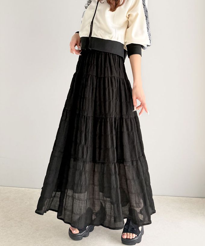 日本 Classical Elf - 柔軟飄逸分層透膚喇叭長裙-白