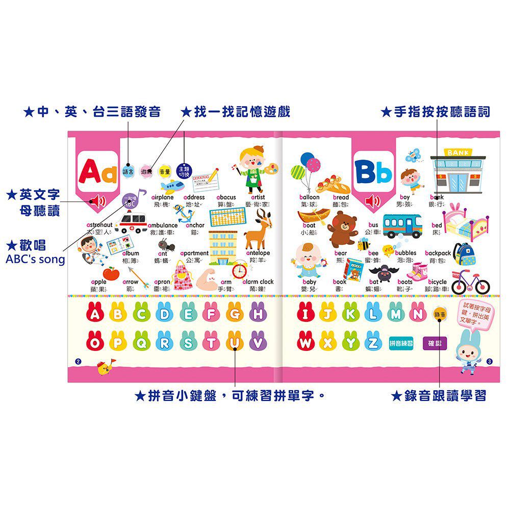 新品上市【幼福】手指按按ABC單字拼音點讀書