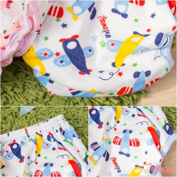JoyNa - 嬰兒拉拉褲印花尿布褲隔尿褲-3件入-飛機款+隨機2入
