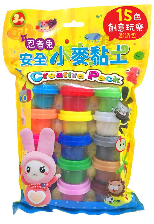 幼福文化 - 忍者兔安全小麥黏土-15色創意玩樂澎派包