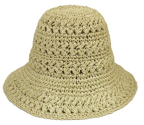 日本 Chepeli - 鐘型手工編織遮陽帽-麻花編織-卡其