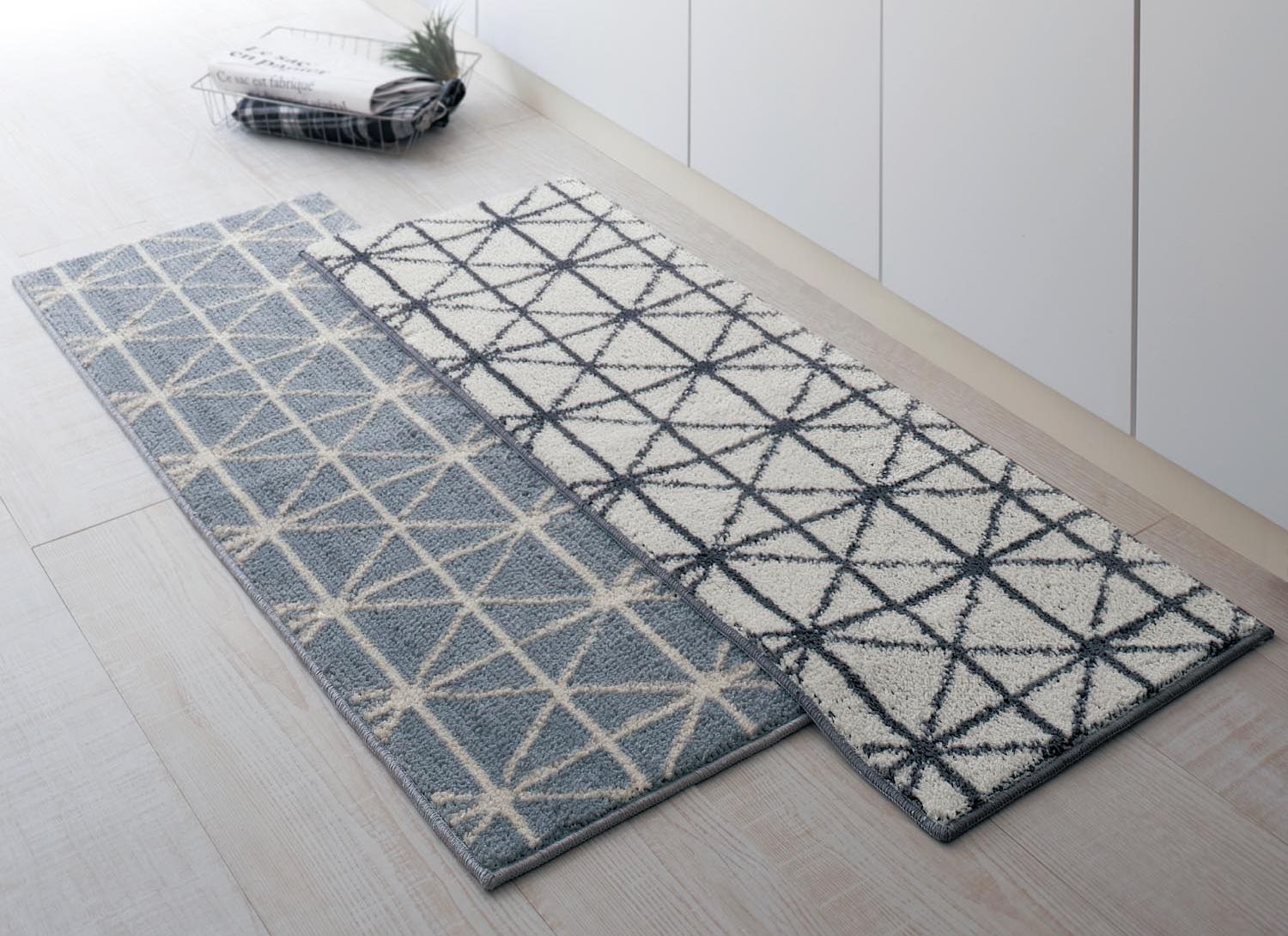 日本千趣會 - mini labo 去泥污腳踏墊-法蘭西花朵-藍綠