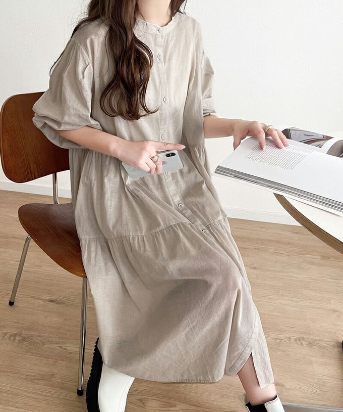 日本 Classical Elf - 2way前後穿 純棉輕透開襟襯衫洋裝-白