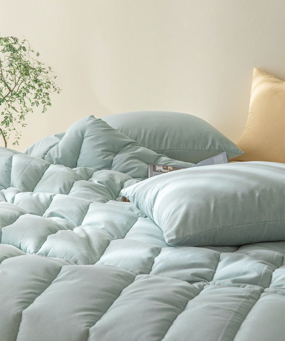 韓國 Maatila - 可水洗超細纖維桃皮感四季被-薄荷綠