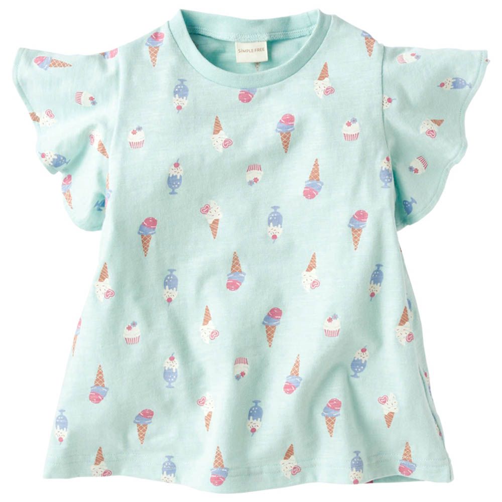 短袖T恤-滿版印花-淺綠色