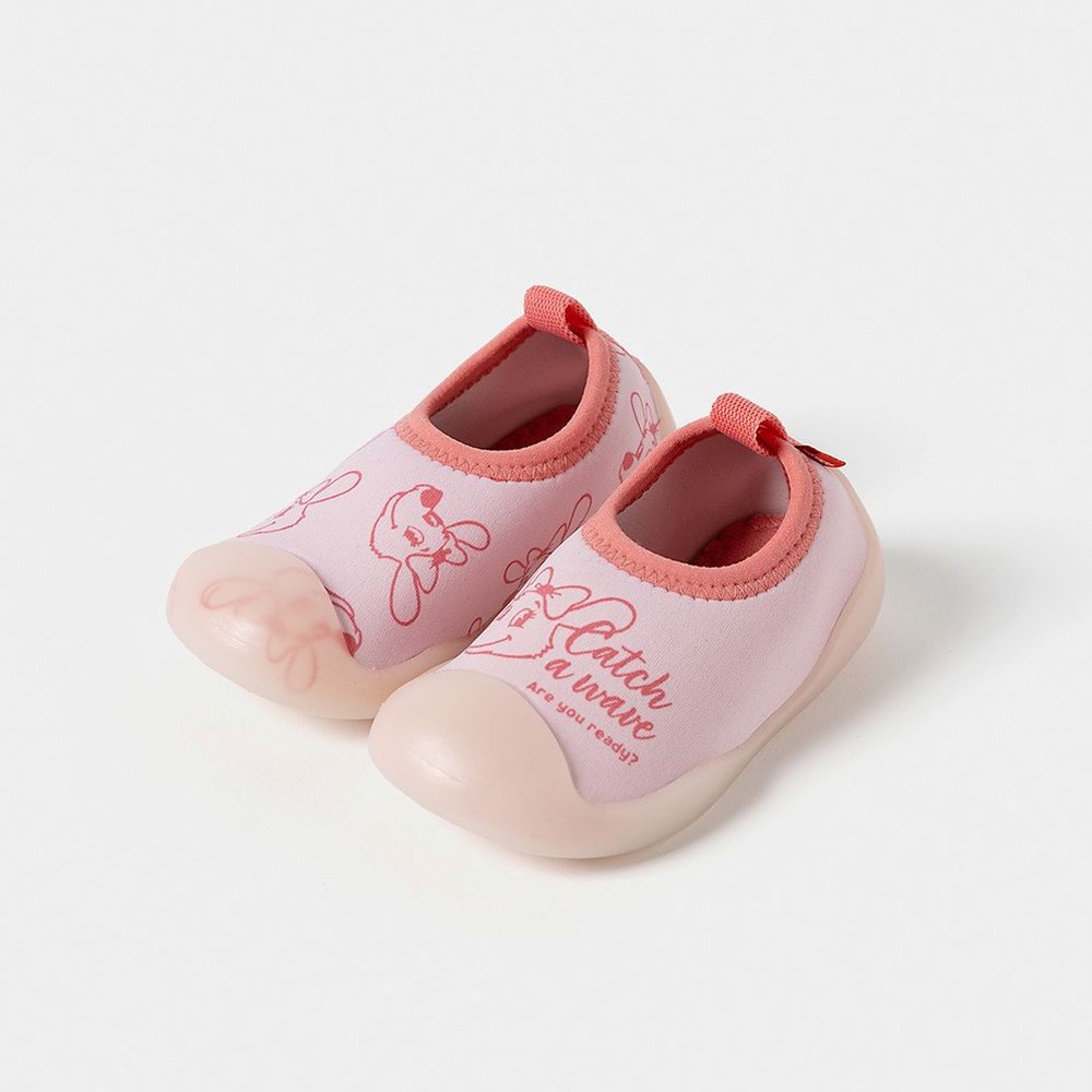 腳尖加強防護透氣快乾兒童沙灘鞋/戲水鞋-笑臉狗狗-粉