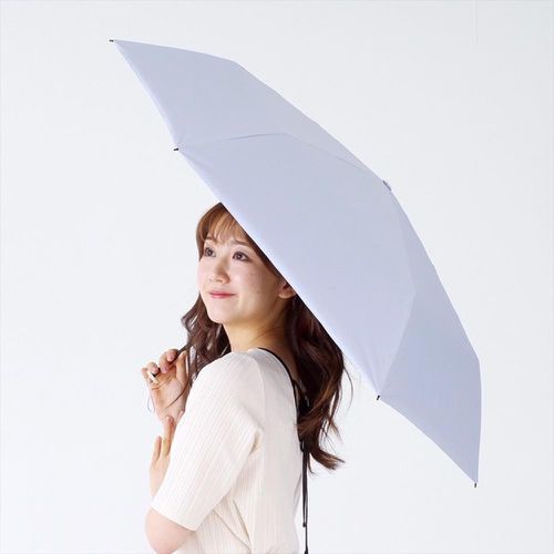 日本 nifty colors - 99.9%抗UV 晴雨兩用折疊傘(遮熱遮光)-碳纖維輕量-淺灰 (直徑90cm/142g)