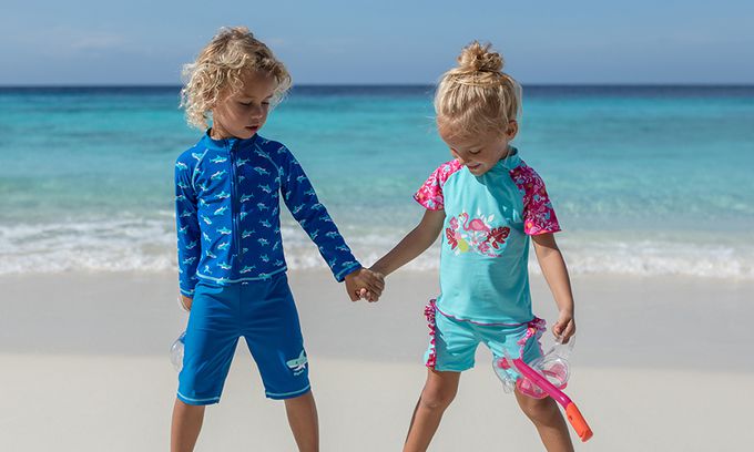 德國Playshoes - 抗UV長袖防曬防寒兒童連身泳裝-鯊魚