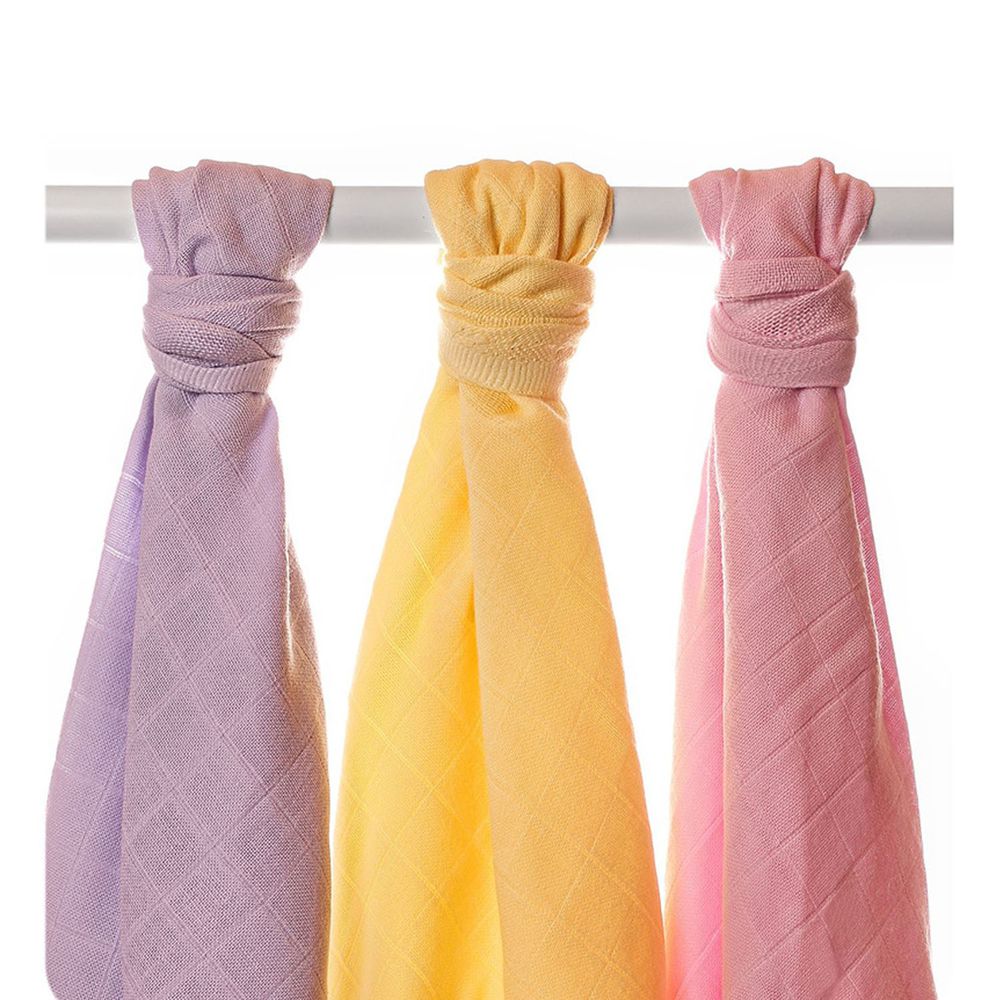 捷克 XKKO - 好時光有機棉紗布巾-粉紫黃 (90*100)