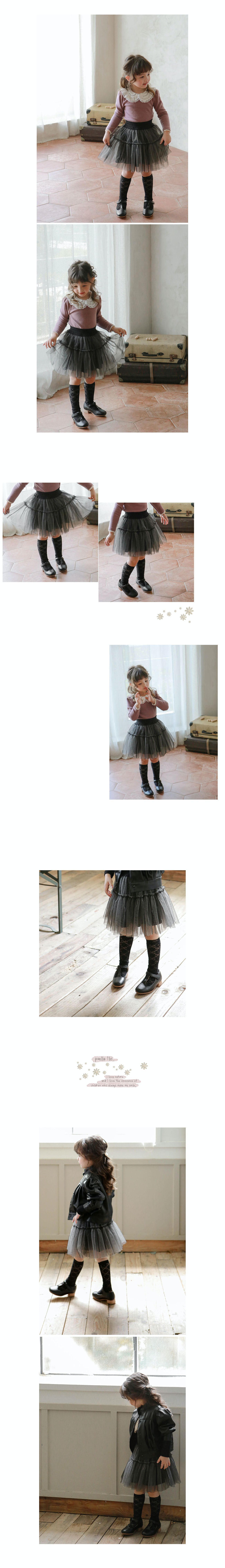 韓國 Puellaflo - 軟紗鬆緊帶紗裙-黑