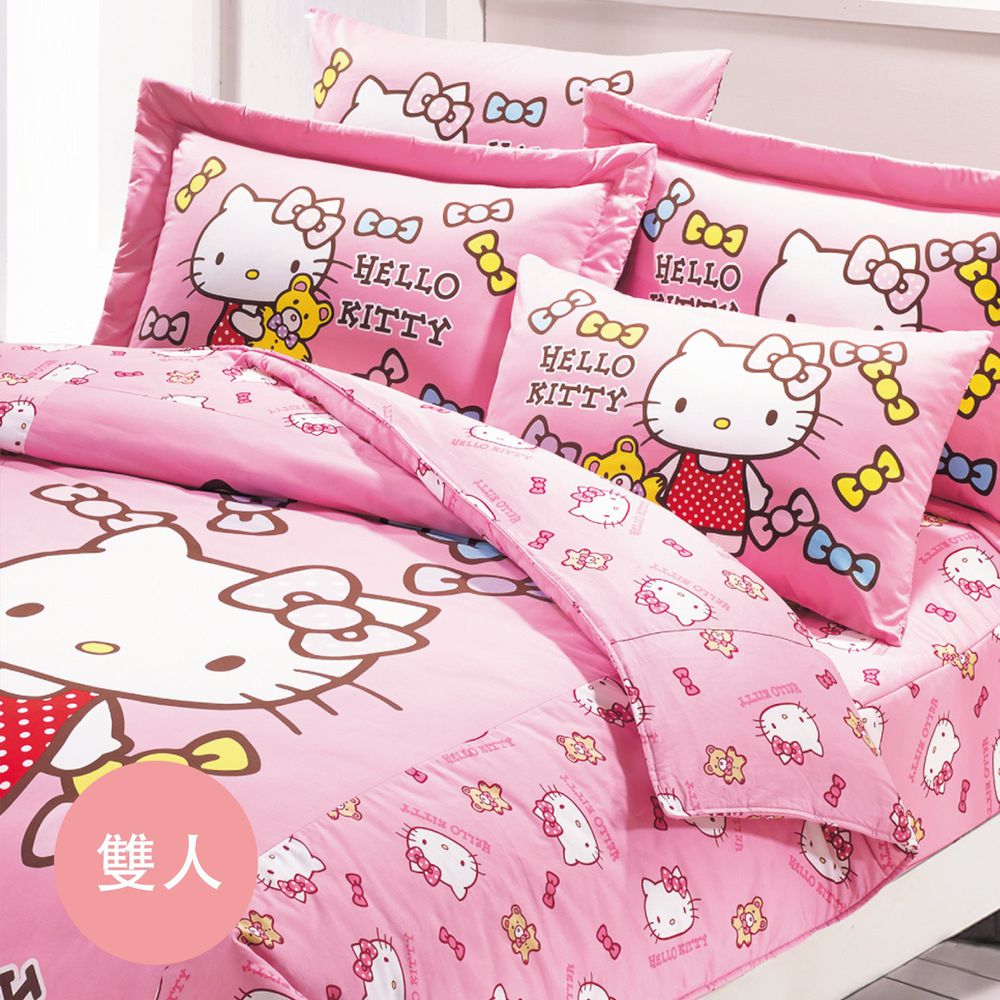 鴻宇 HongYew - Hello Kitty 雙人床包三件組-小熊Honey-粉色
