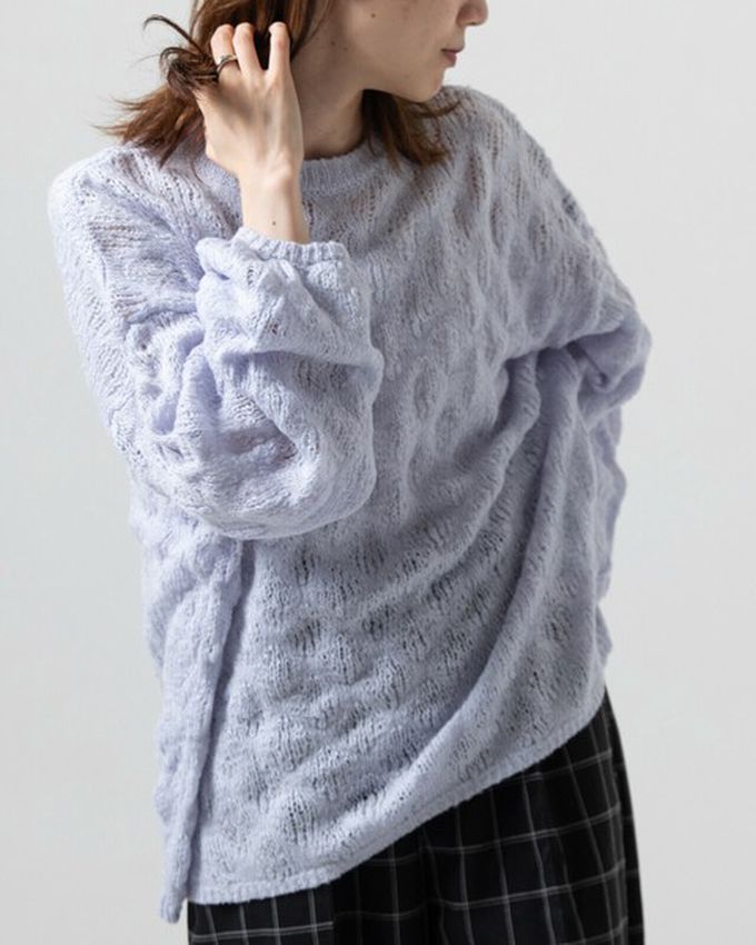 日本 gleam - 柔軟微透蓬鬆馬海毛針織上衣-寶貝藍