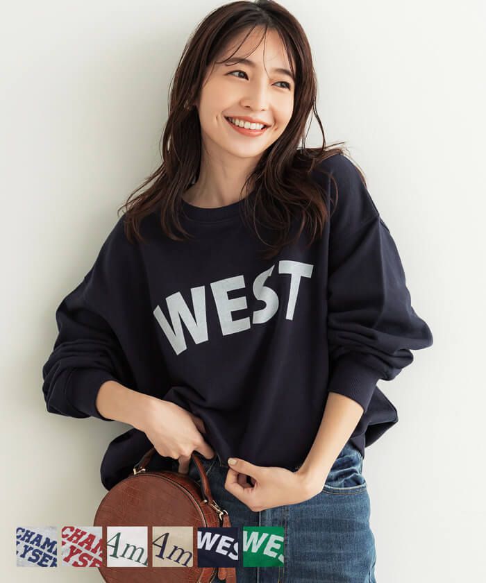 日本 COCA - 美式LOGO圓領長袖大學T-WEST-草綠