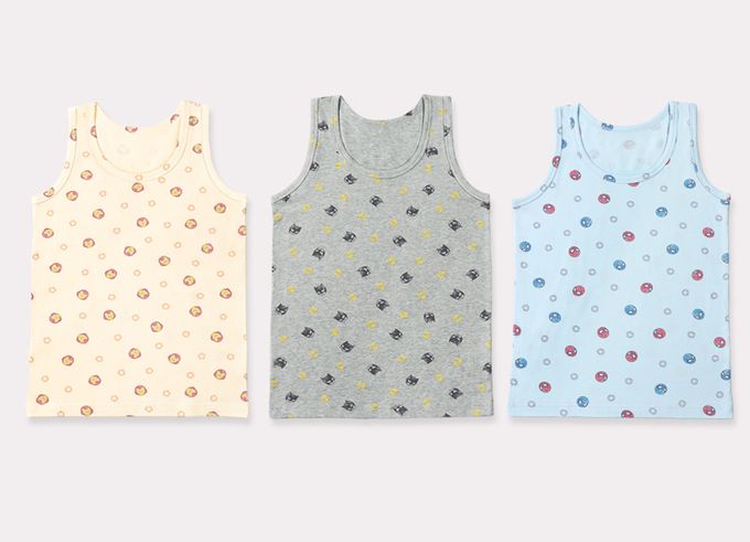 韓國 Mellisse - 韓製莫代爾棉混紡背心(男寶)-漫畫英雄-黃X灰X藍-三件組