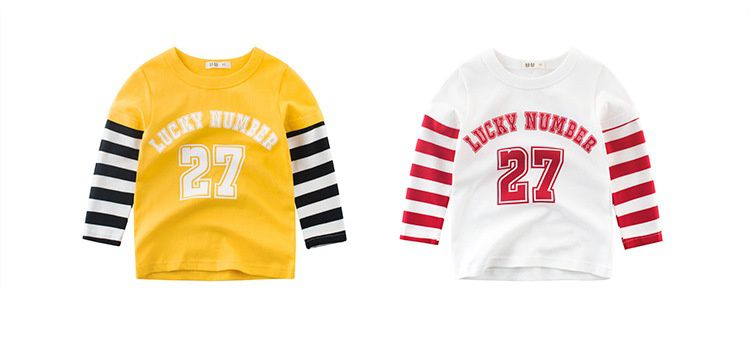 純棉長袖上衣-幸運數字27-白色