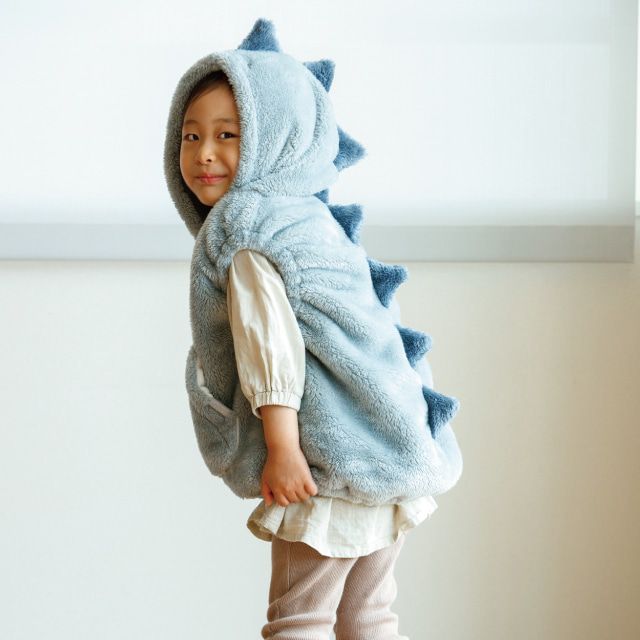 日本 BISQUE - 動物造型超柔軟大口袋連帽保暖背心-兔兔-桃粉 (建議年齡2-5y)