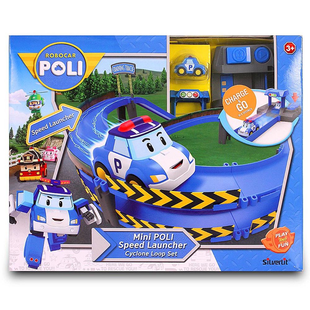 POLI 波力救援小英雄 - 迷你波力特技軌道系列-龍捲風彎圈組-附迷你波力充電車1台