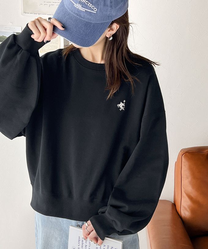 日本 Classical Elf - 低調logo刺繡裏毛休閒T恤-杏