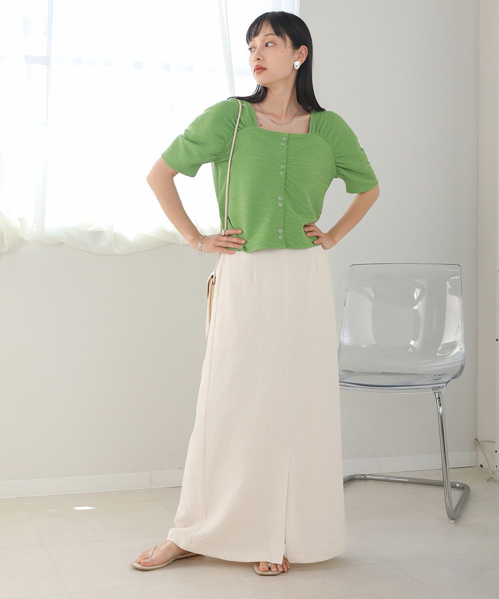 日本 Bab - 2WAY方領排扣五分袖上衣-米杏