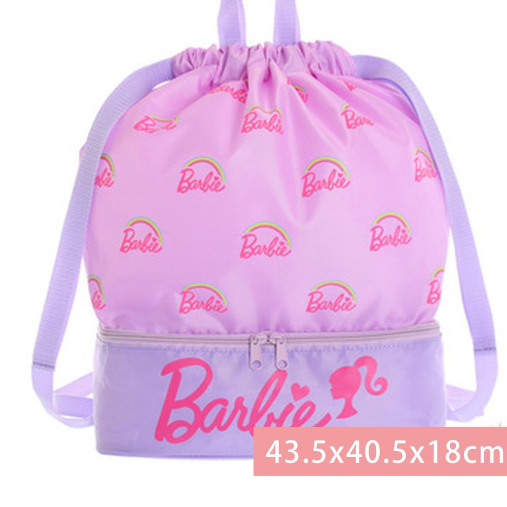 日本代購 - 上下分層束口後背包(下層小透氣網)-Barbie芭比-粉 (43.5x40.5x18cm)