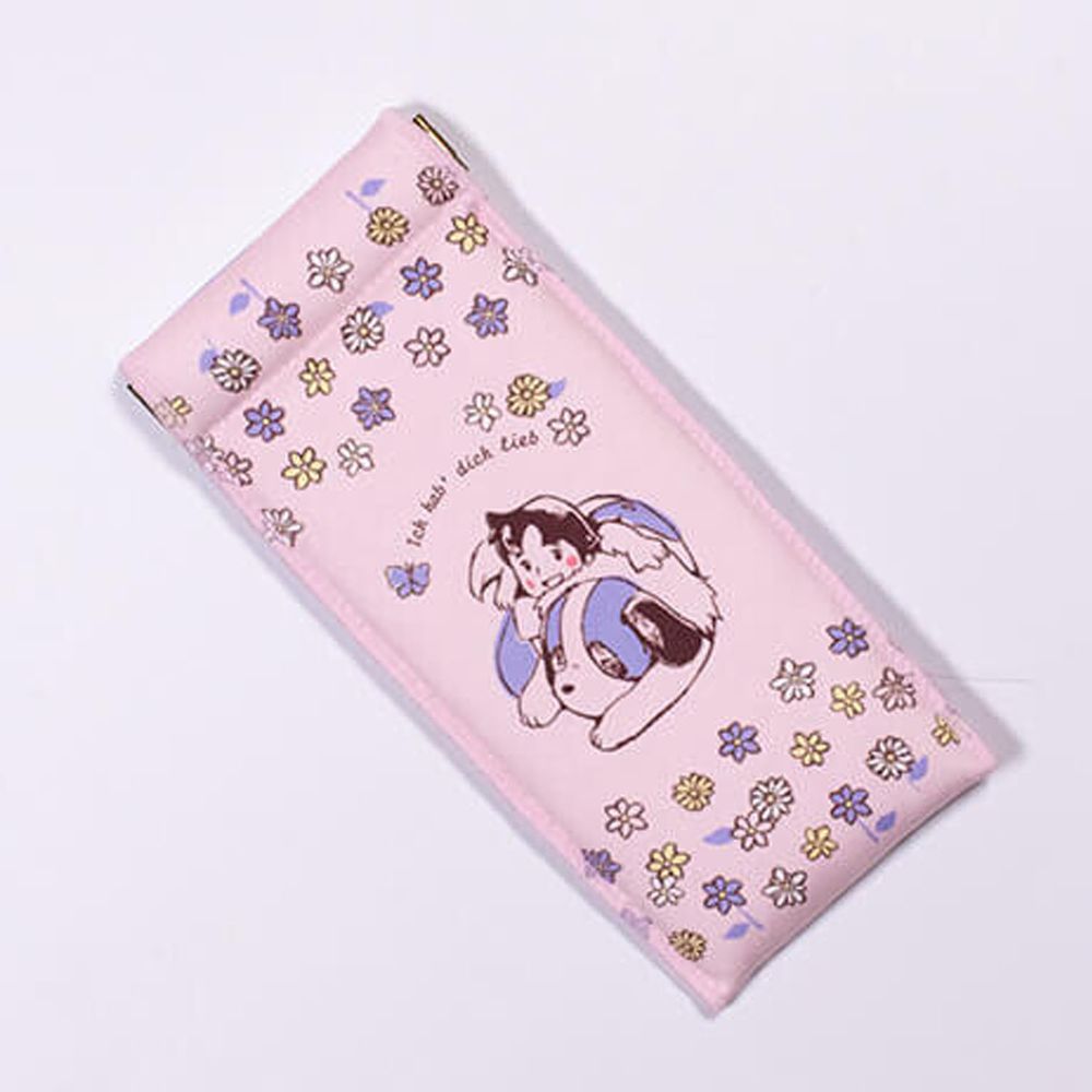 日本 3carat - 雲朵柔棉彈簧口金化妝包/眼鏡盒-阿爾卑斯山的少女-粉紫 (17.5x8cm)