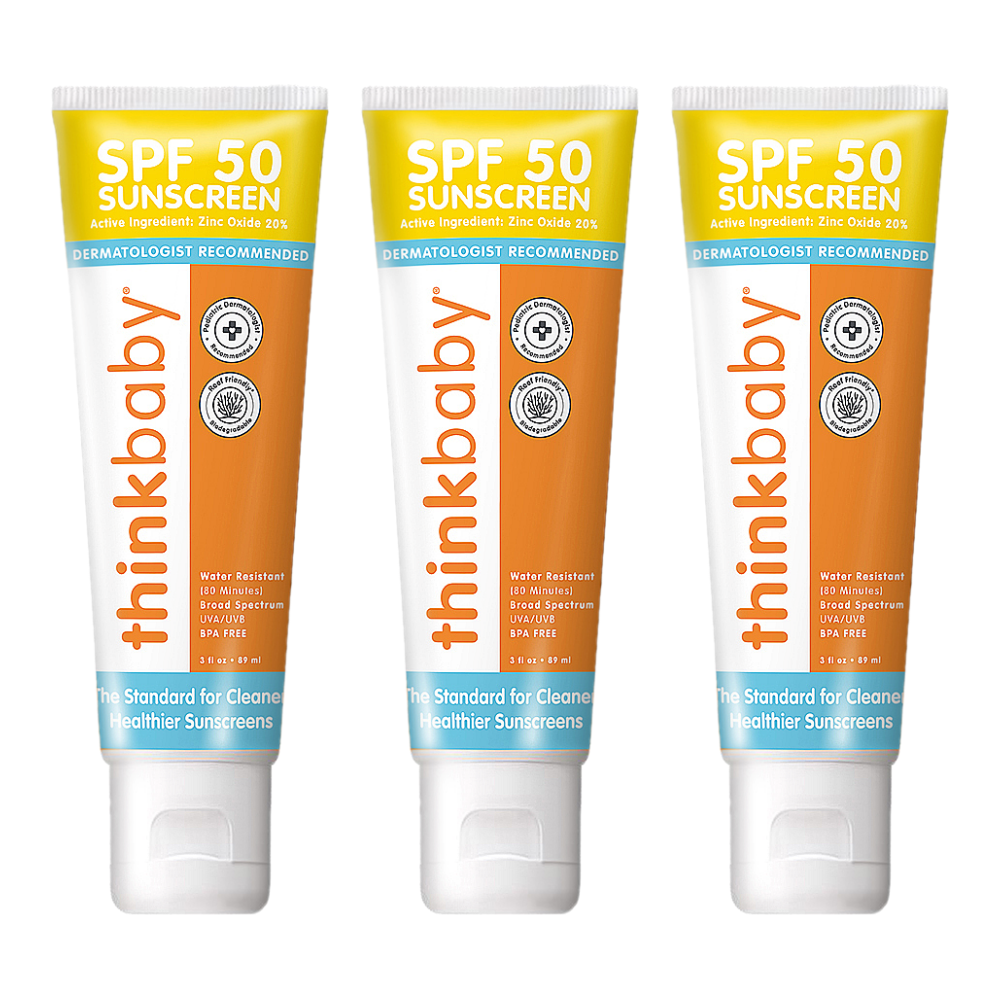 美國 Thinkbaby - 「三入組」thinkbaby 新寶貝SPF50純物理防曬霜 (幼兒款/thinksport)-89MLx3