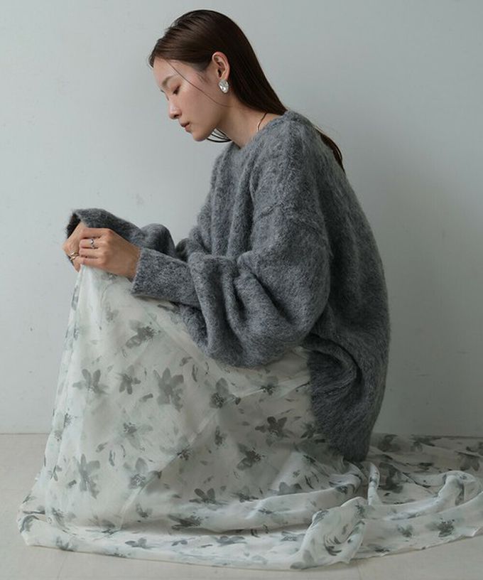 日本 Bab - 溫柔印象花卉雪紡長裙-米黃