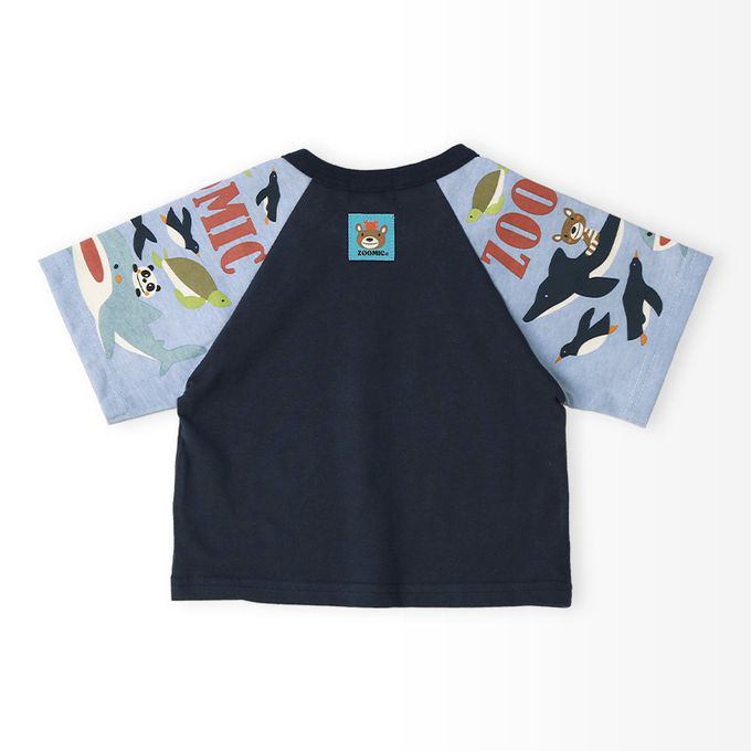 日本 ZOOLAND - 海洋印花短袖上衣-手臂鯨鯊-海軍藍