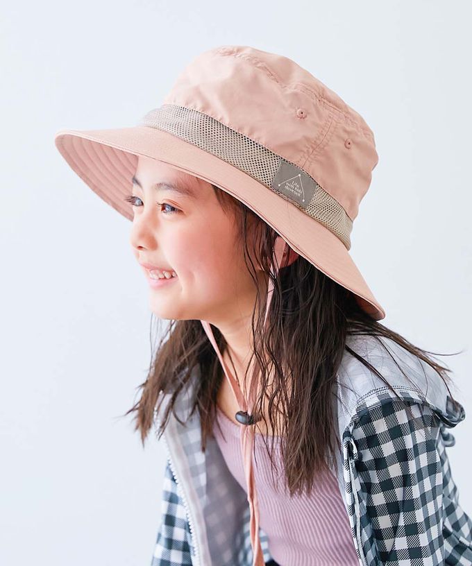 日本 devirock - UVcut 防潑水蓋脖遮陽帽(可親子裝)-珊瑚粉