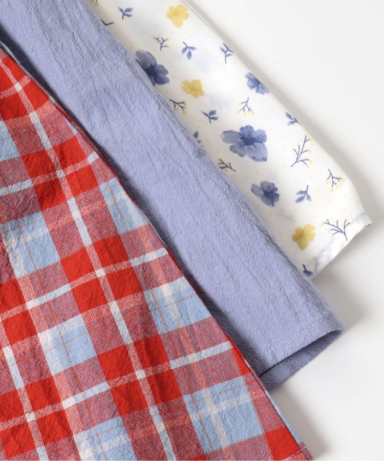 日本 apres les cours - 成熟又可愛的假二件綁帶洋裝-米黃-藍小花