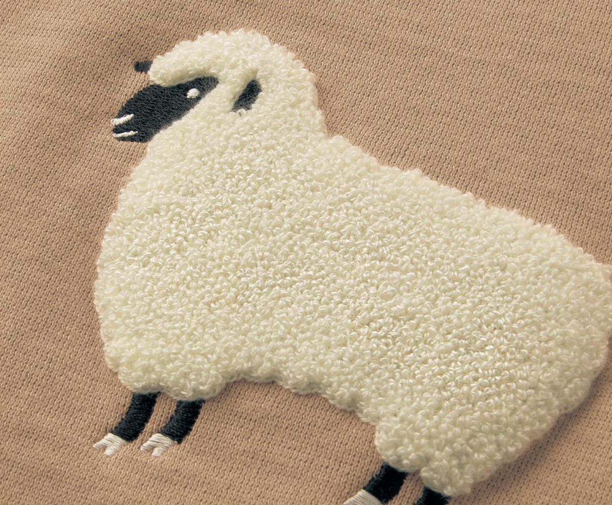 日本千趣會 - GITA 純棉裏起毛長T-小羊刺繡-米