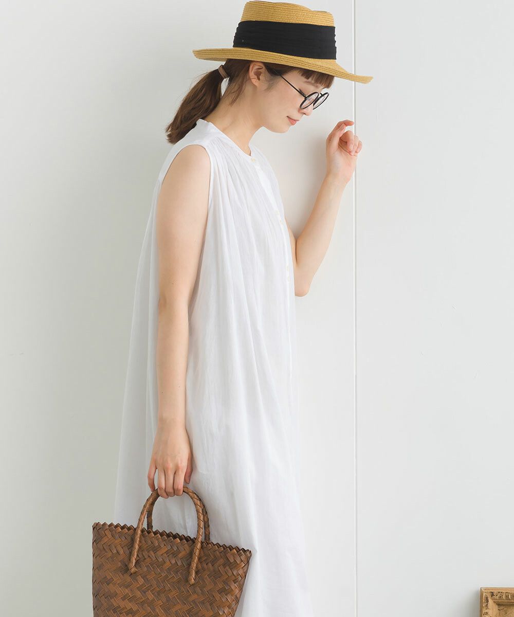 日本女裝代購 - 100%印度棉 涼爽輕盈排扣無袖洋裝-薰衣草