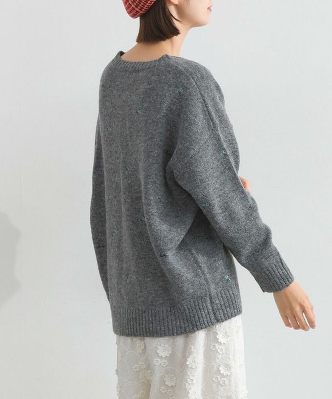 日本 Lupilien - 低調小花刺繡圓領開襟針織外套-可可