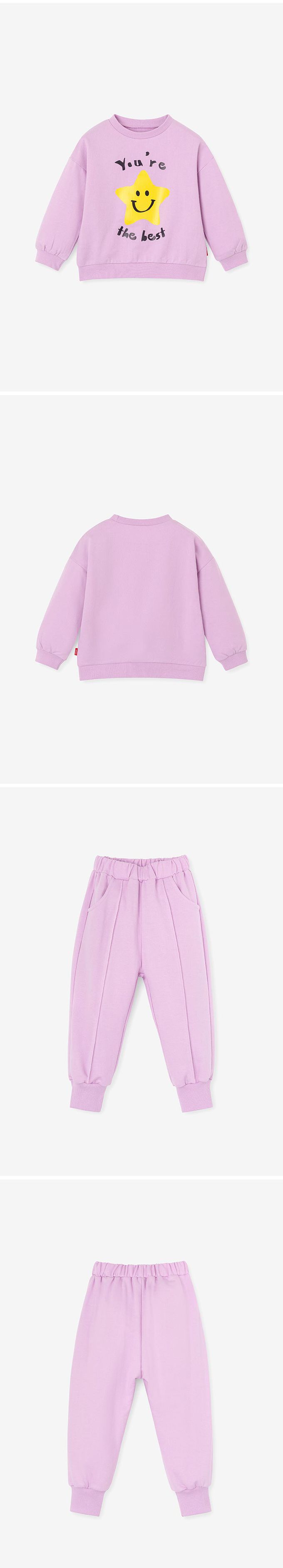 韓國 OZKIZ - 微笑STAR圓領長袖套裝-燕麥