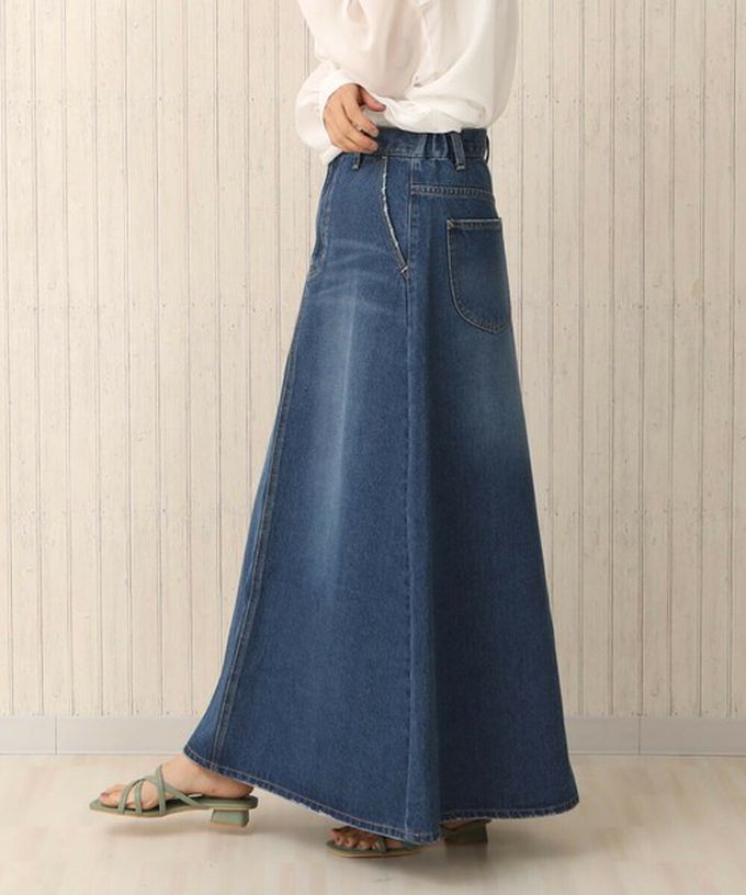 日本女裝代購 - 經典厚磅A字牛仔長裙(高個媽咪推薦)-深藍