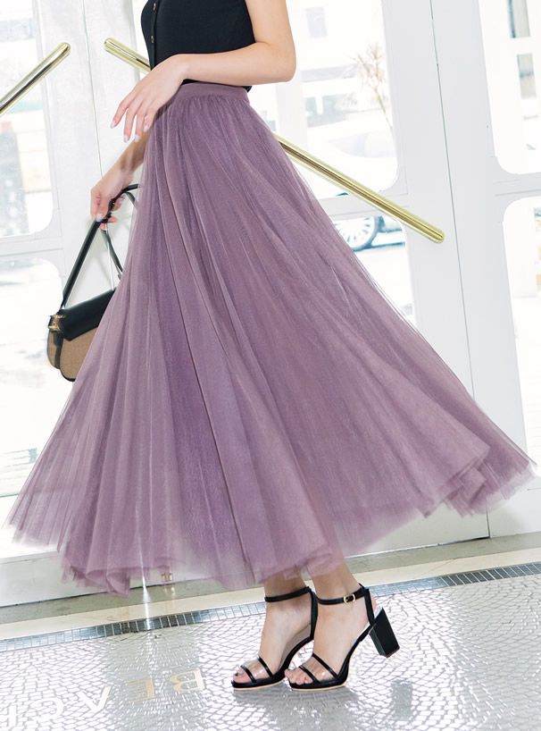 日本 GRL - 飄逸顯瘦雙層傘紗裙-天使白 (M)