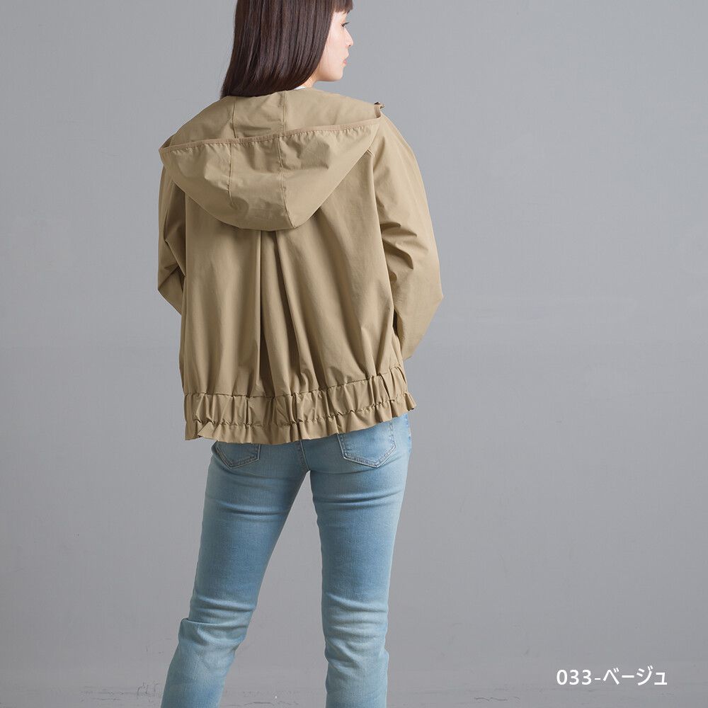 日本女裝代購 - 抗UV99%防潑水連帽外套-灰藍 (F)