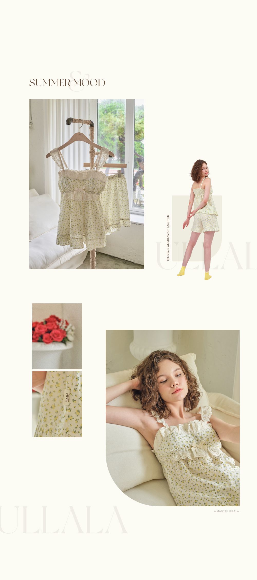 韓國 ULLALA - 天真浪漫無袖睡衣(兩件式) (FREE)