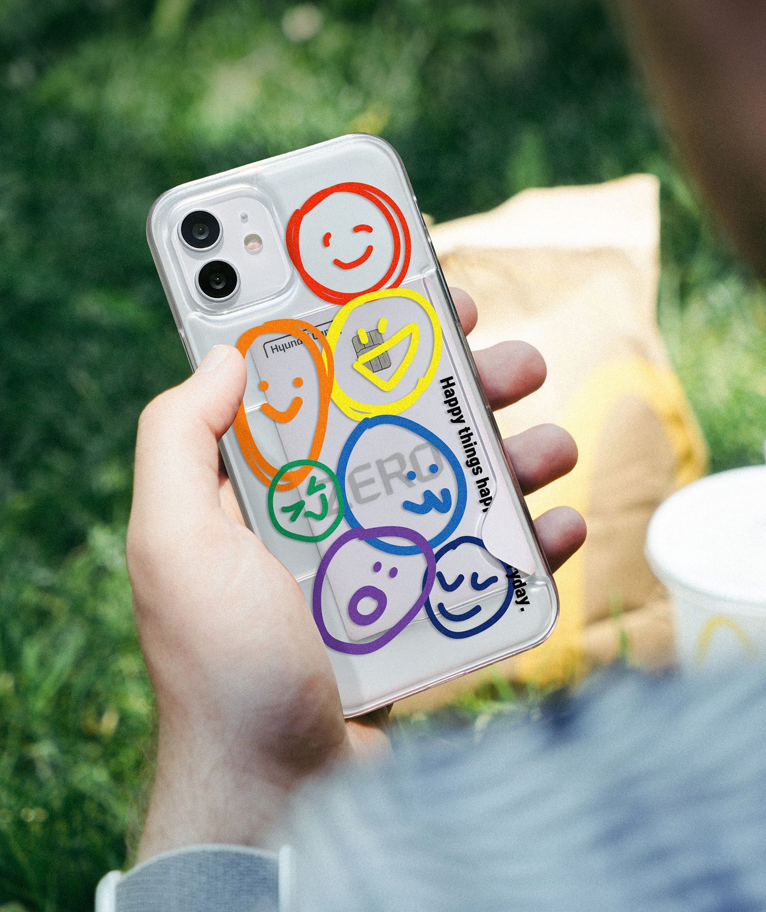 韓國 SHARON6 - 卡夾式防摔手機殼-彩虹表情 (iPhone-12/ 12 Pro)
