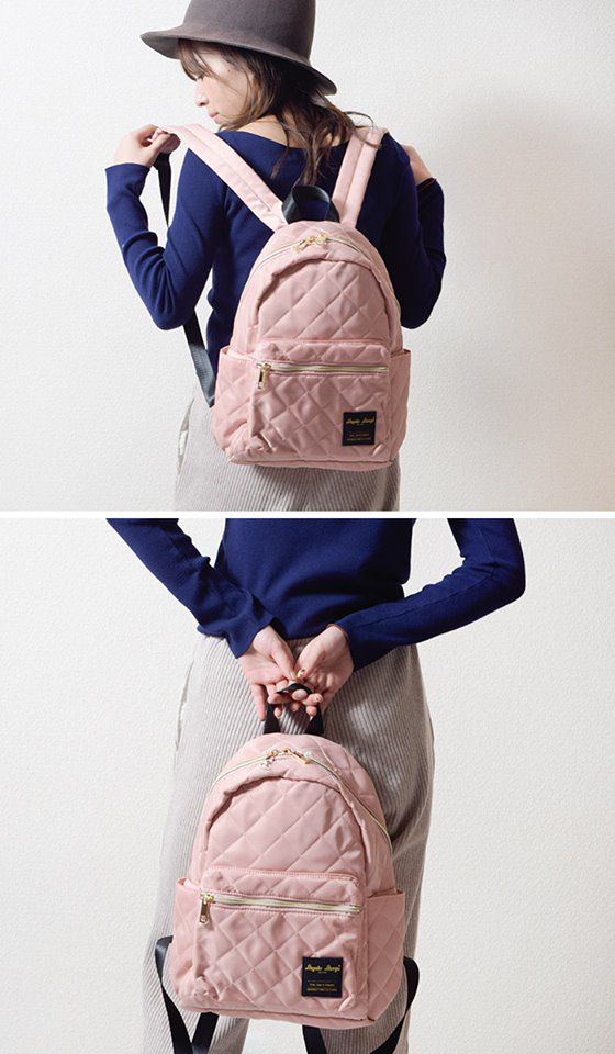 日本 Legato Largo - 菱格紋微光後背包-PBE粉 (26x35x13cm)