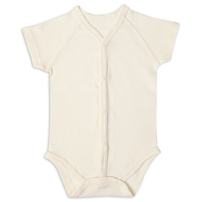 akachan honpo - 短袖有機包屁衣2件組-前開式-象牙白色